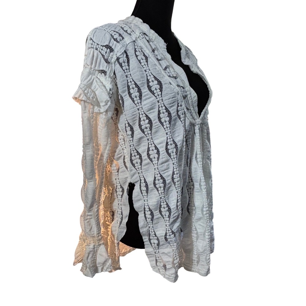 Free People Candy Shop White XS Lace Ruffle Sleeve Tunic Boho Festival‎ Top - Picture 6 of 16